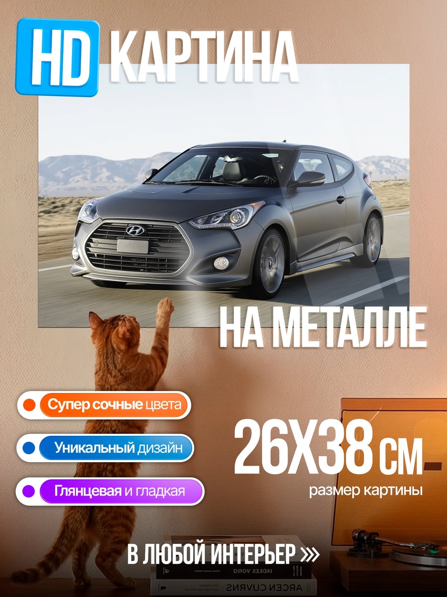 Картина на металле серый Hyundai Veloster