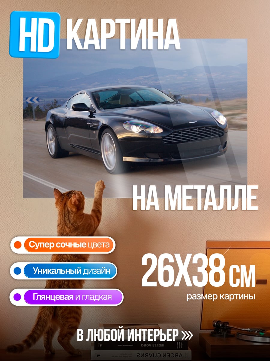 Картина на металле черный спорткар
