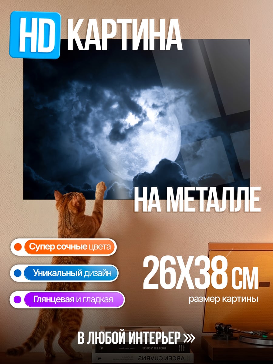 Картина на металле Полная луна