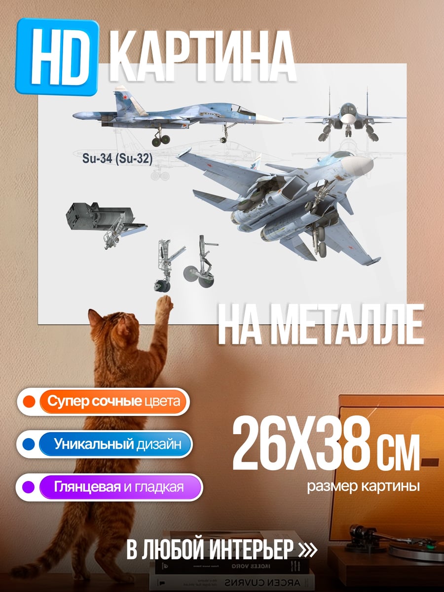 Картина на металле самолет Су-34