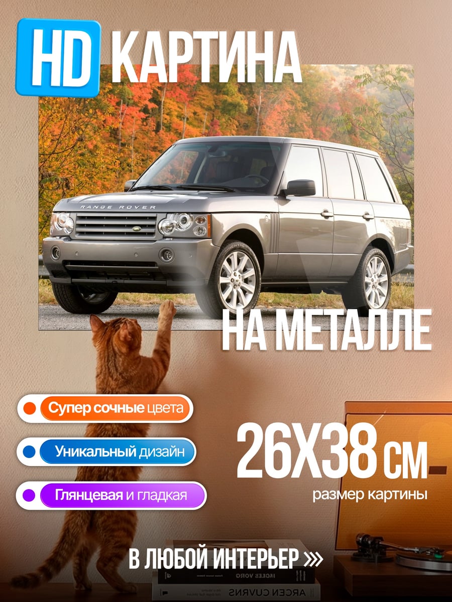 Картина на металле Внедорожник осенний лес