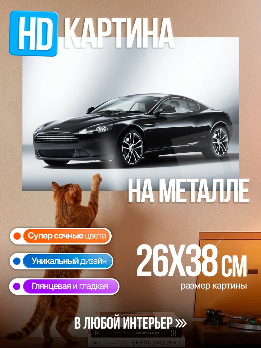 Картина на металле Черный спорткар