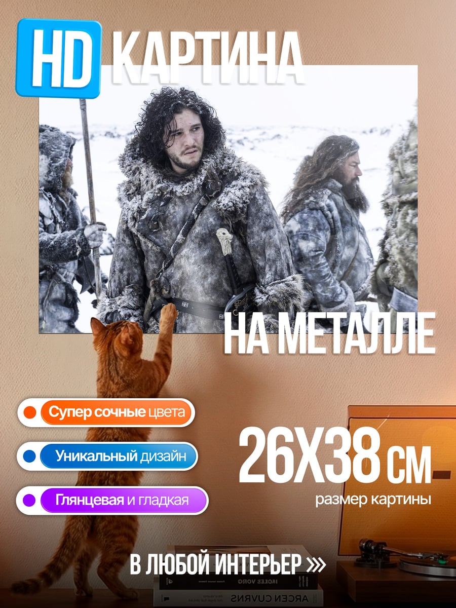 Картина на металле Джон Сноу в снегу
