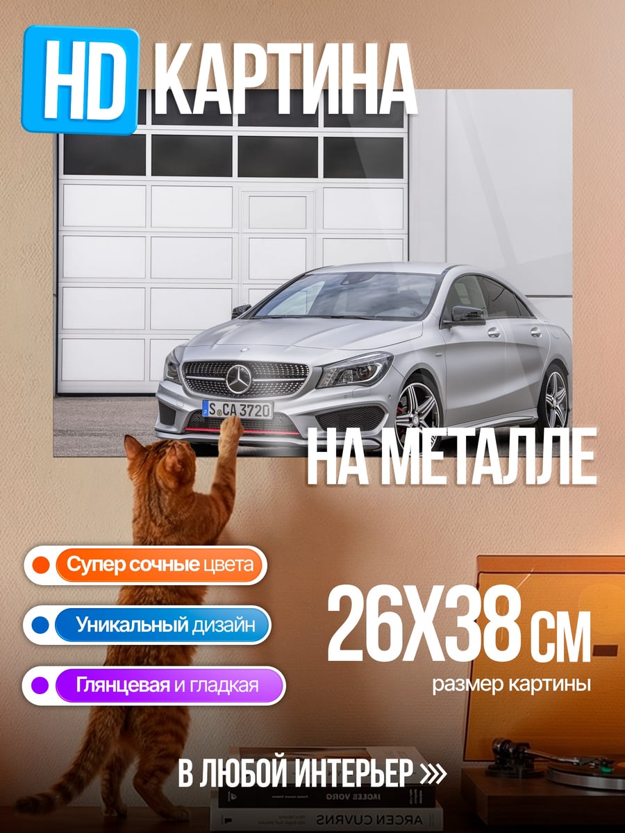 Картина на металле Серебряный Mercedes