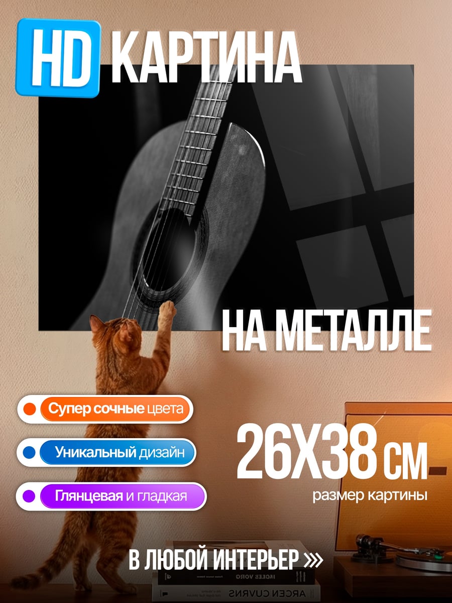 Картина на металле Акустическая гитара