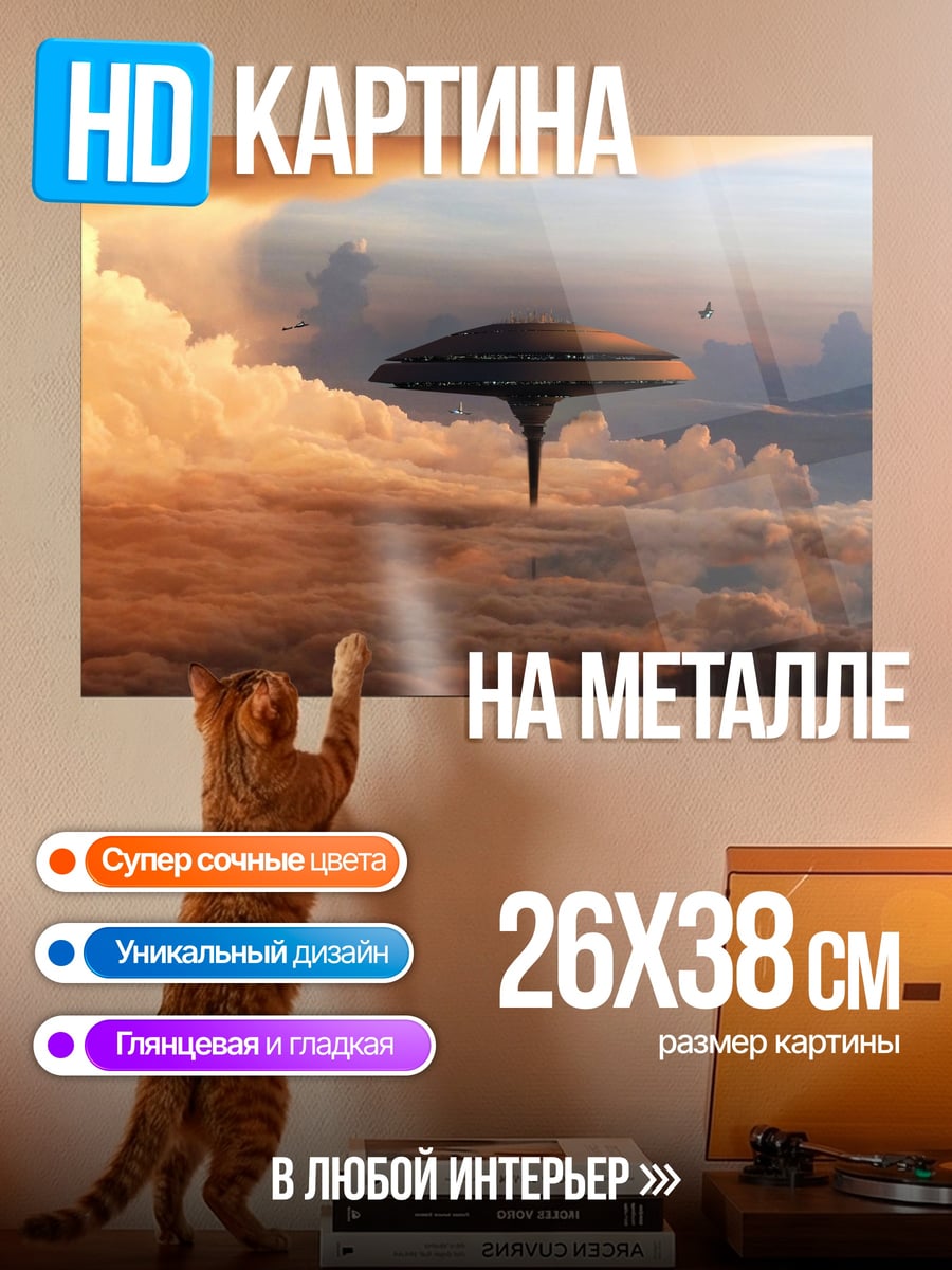 Картина на металле Летающая станция