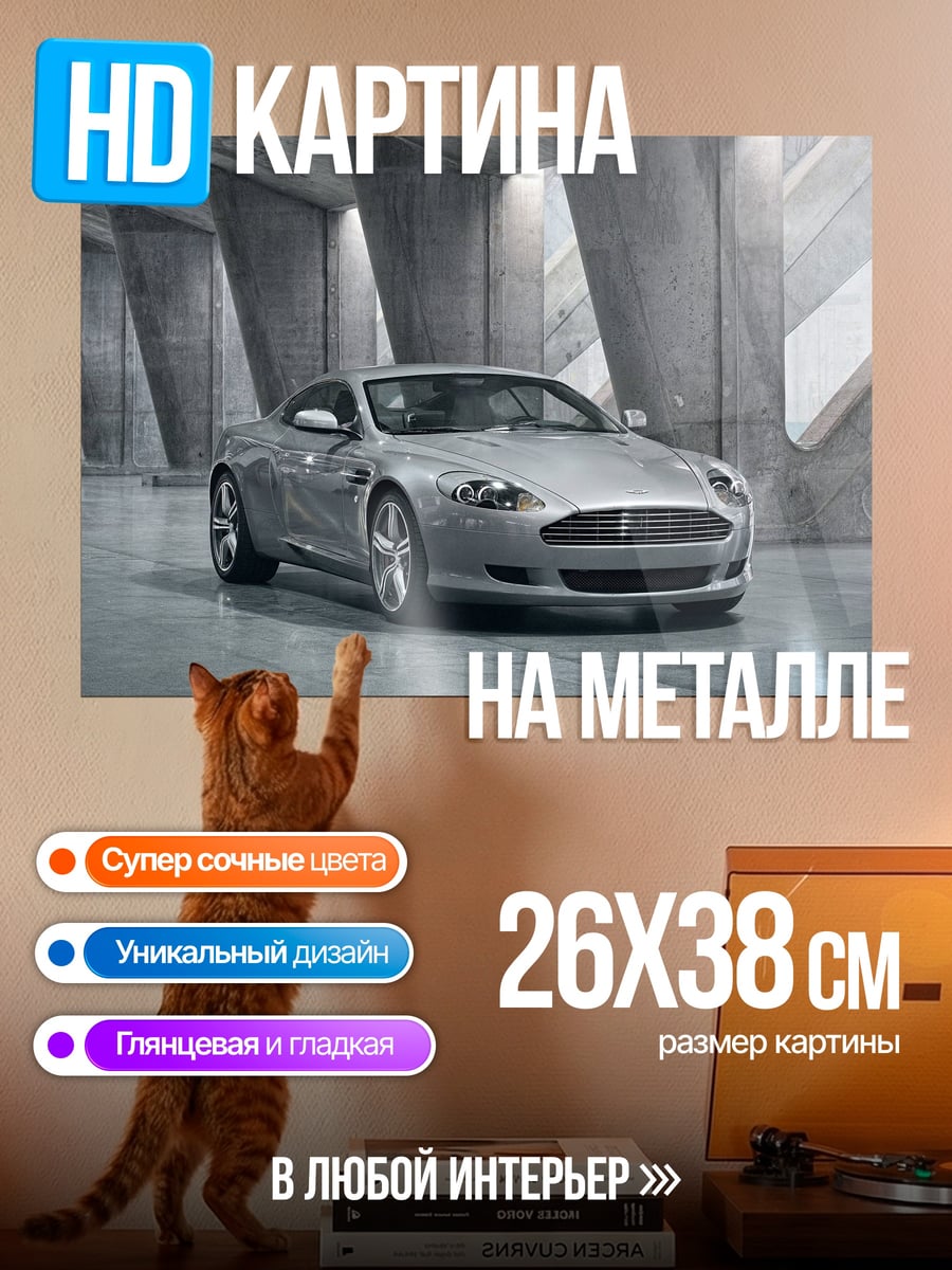 Картина на металле Серебряный спорткар