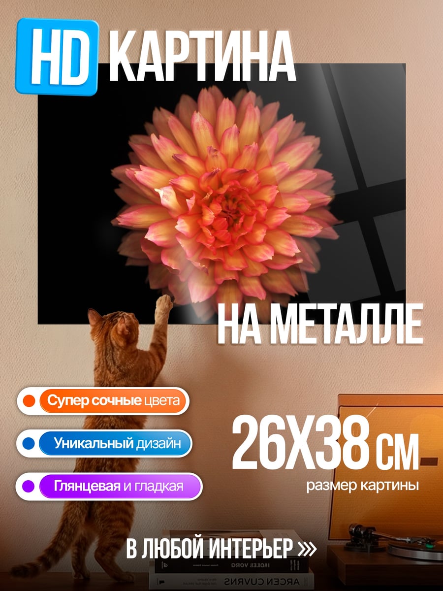 Картина на металле Оранжевый цветок