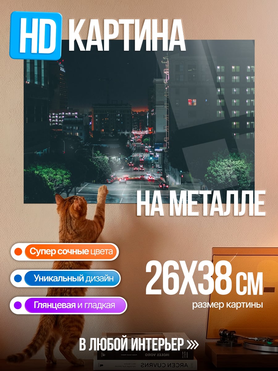 Картина на металле Городская ночь