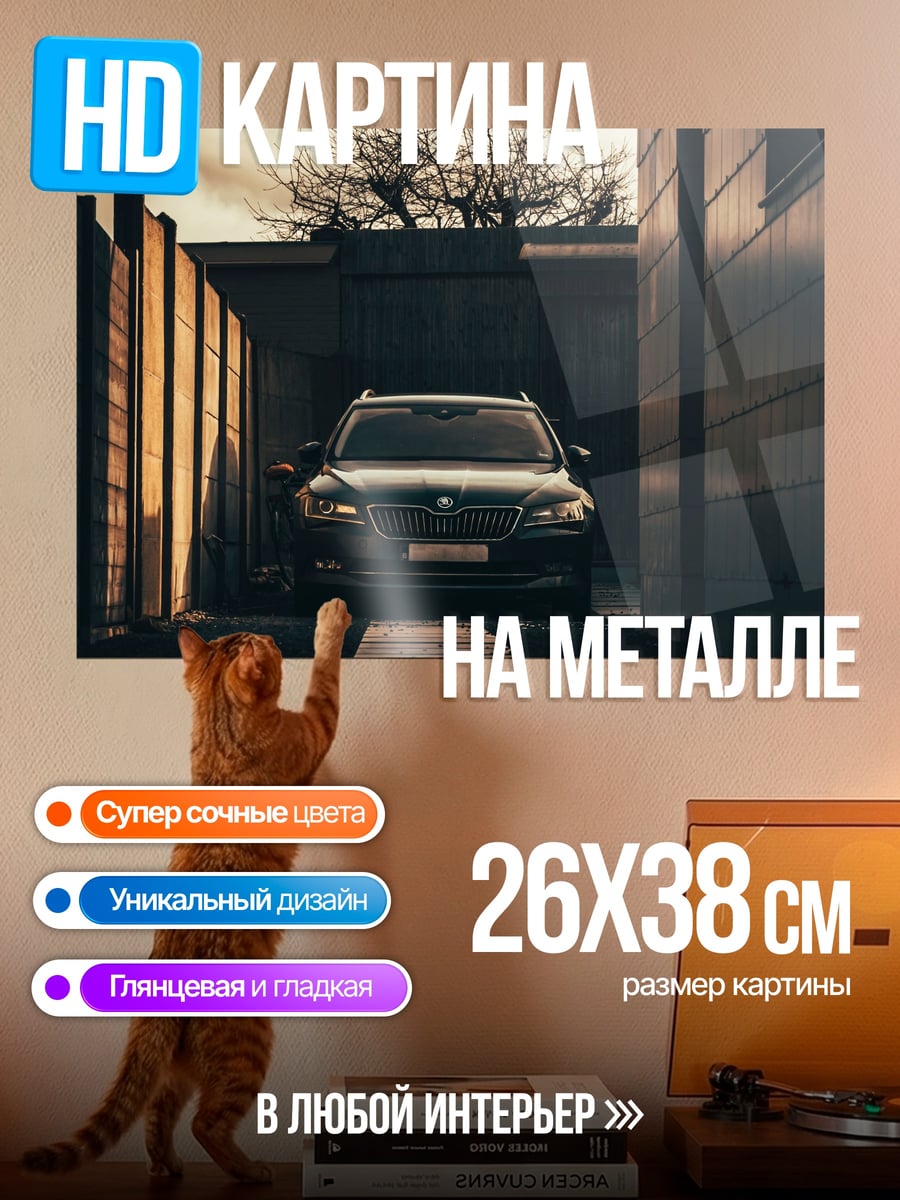 Картина на металле Автомобиль в гараже