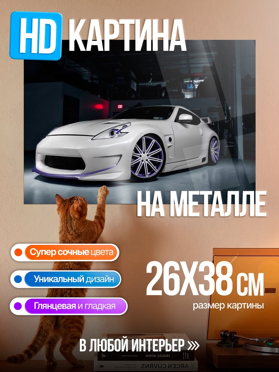 Картина на металле Белый спорткар