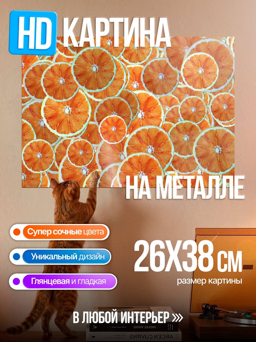 Картина на металле Апельсиновые дольки