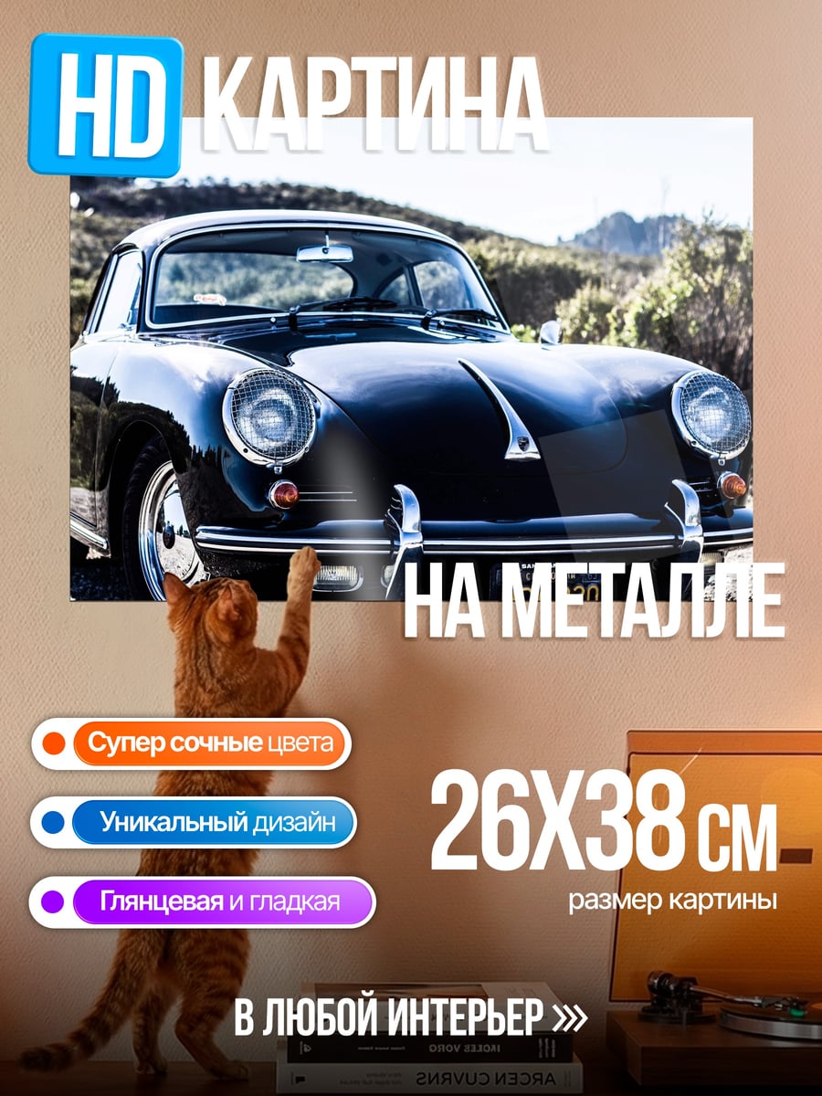 Картина на металле черный порше