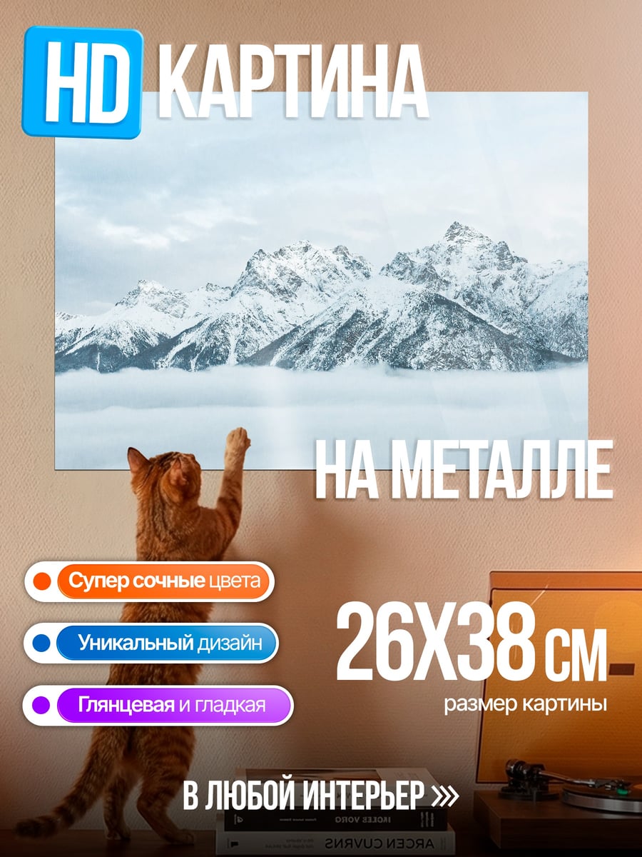 Картина на металле Одинокий путник в горах