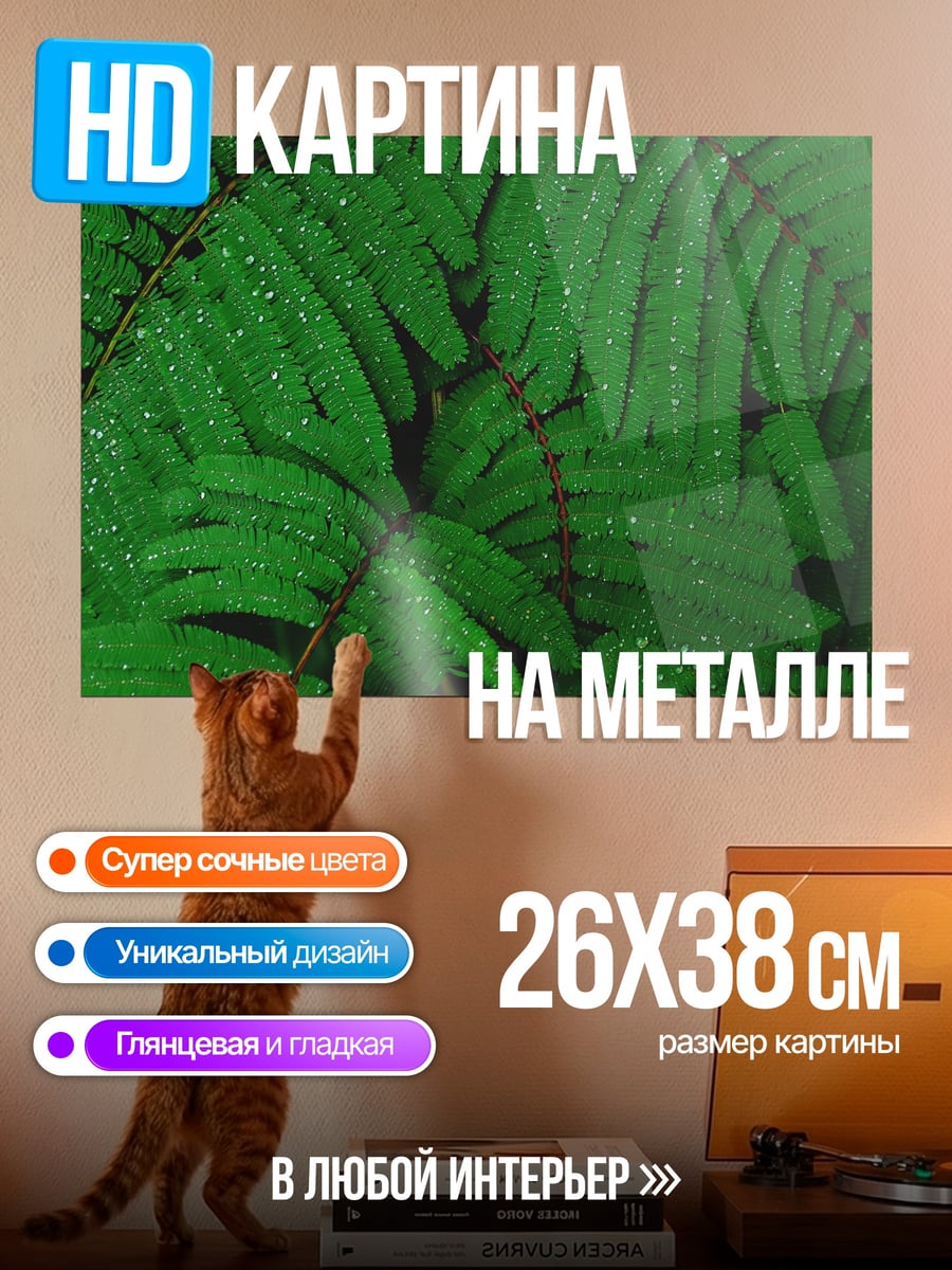 Картина на металле Зелёный папоротник