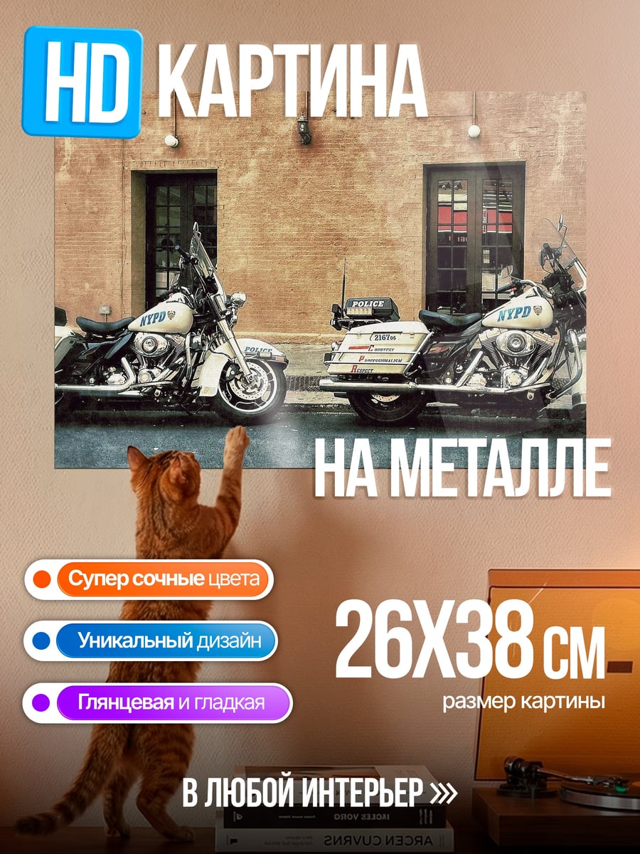 Картина на металле Полицейские мотоциклы