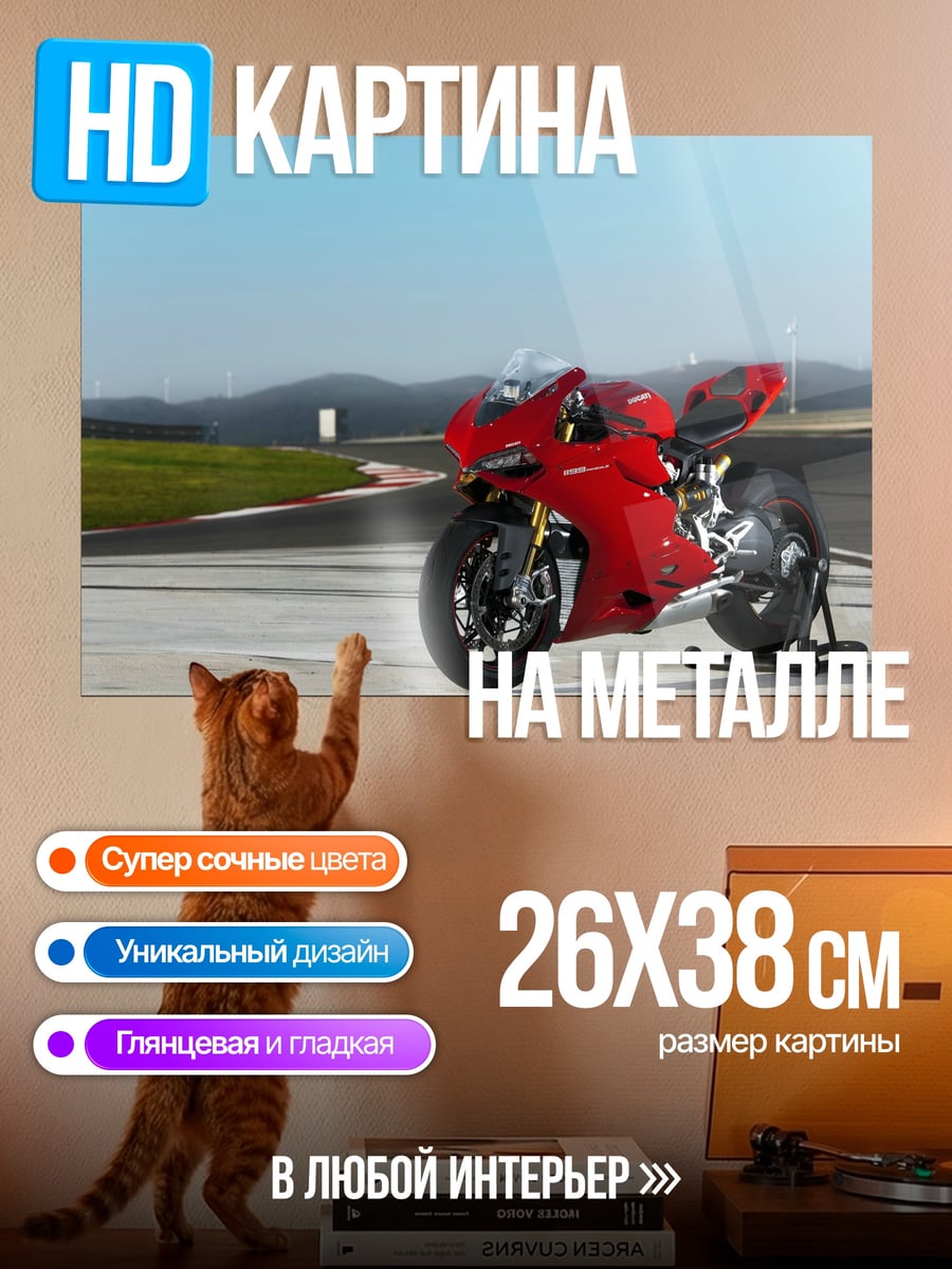Картина на металле Красный спортбайк