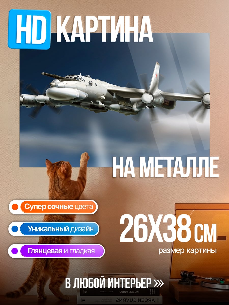 Картина на металле Летающий самолет