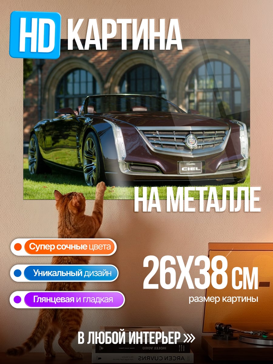 Картина на металле Бордовый кабриолет