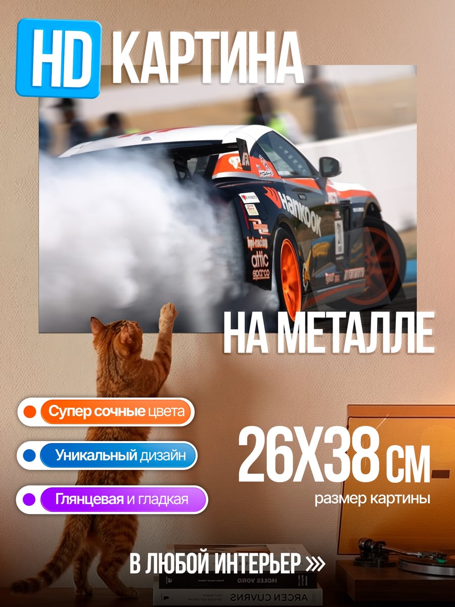 Картина на металле Дрифт на трассе