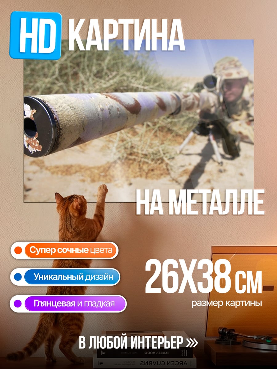Картина на металле Снайпер в пустыне