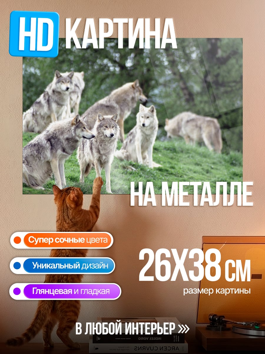 Картина на металле Стая волков