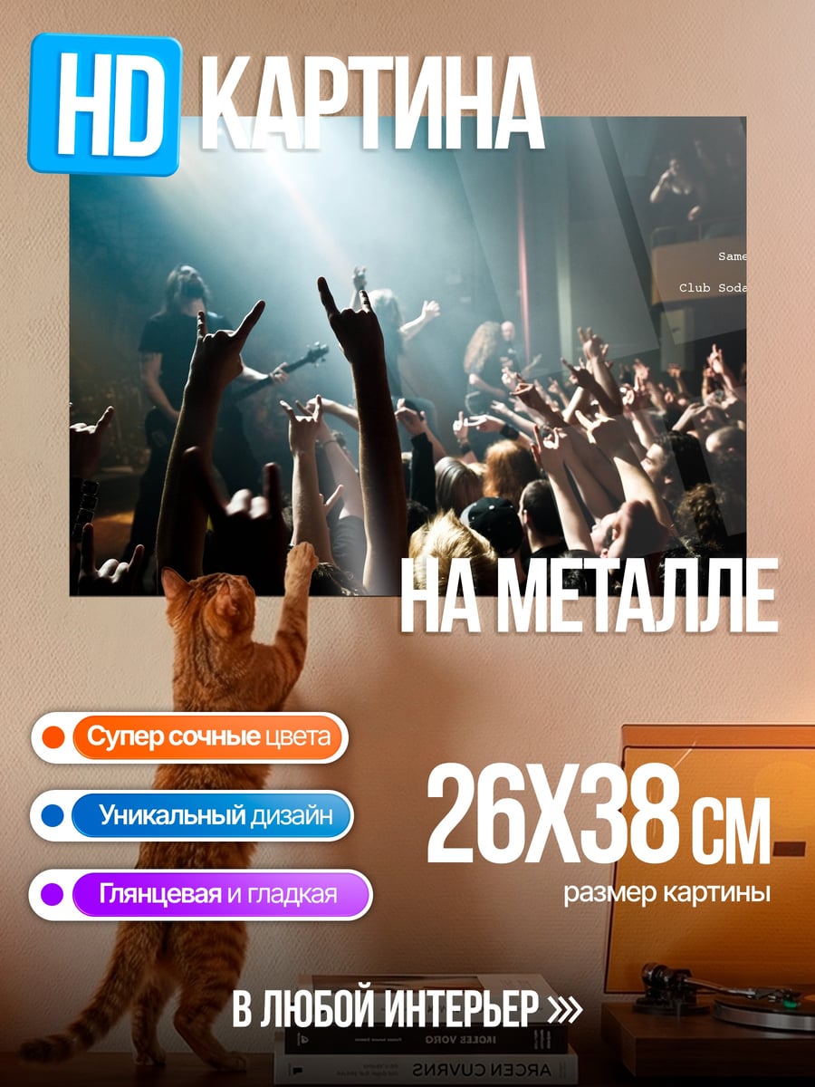 Картина на металле Концерт рок-группы
