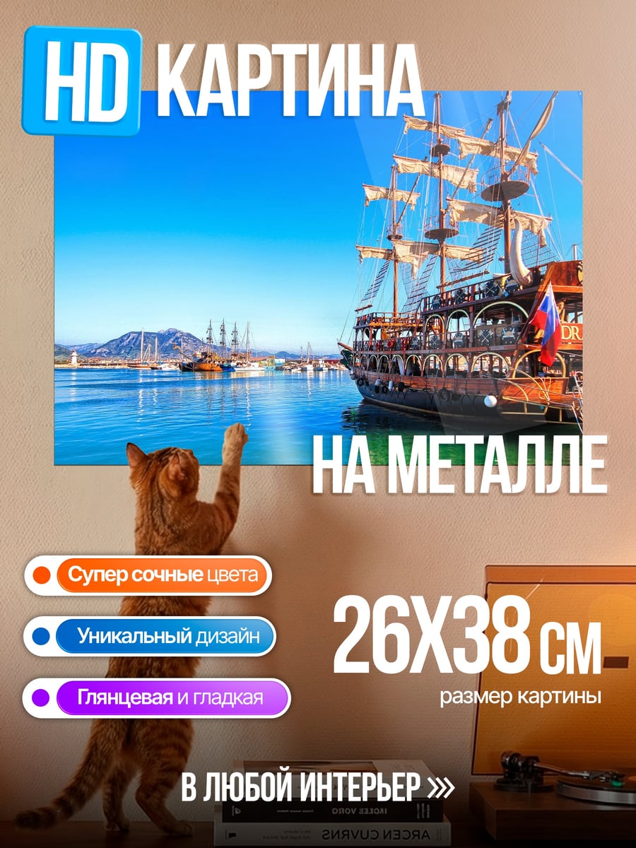 Картина на металле Пиратский корабль