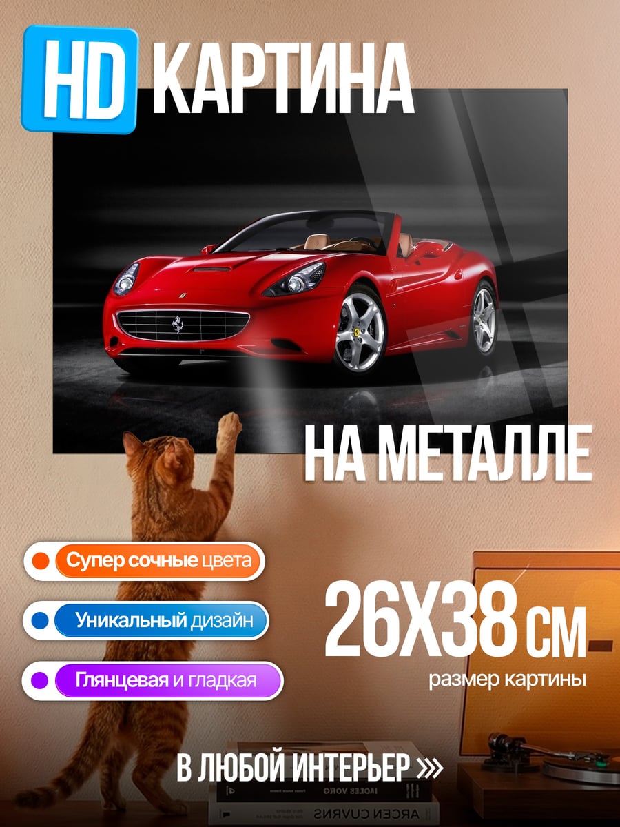 Картина на металле Красный Феррари