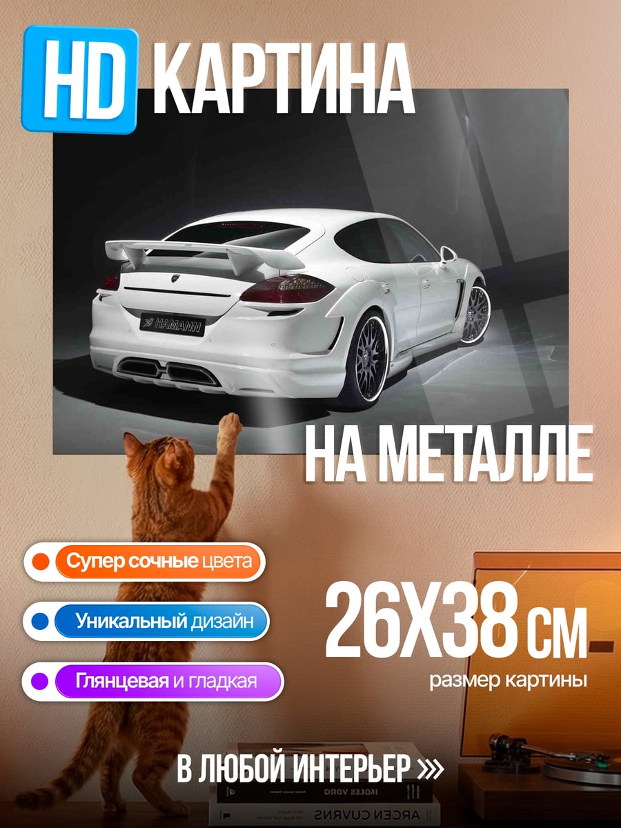 Картина на металле Белый спорткар
