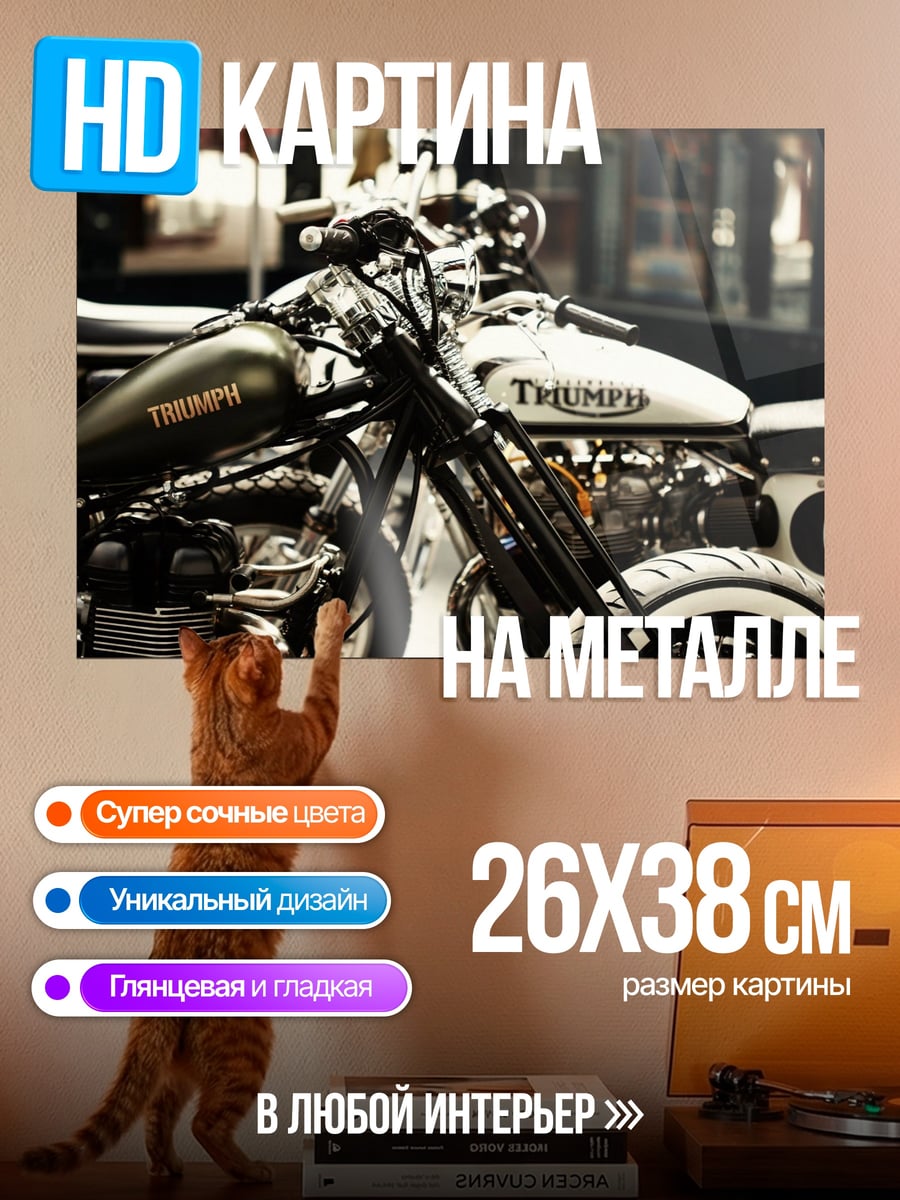 Картина на металле Ретро мотоциклы
