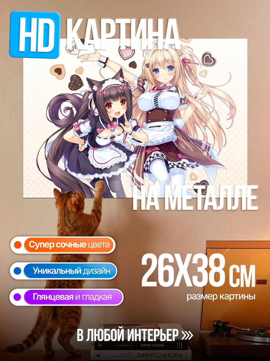 Картина на металле Две аниме девушки