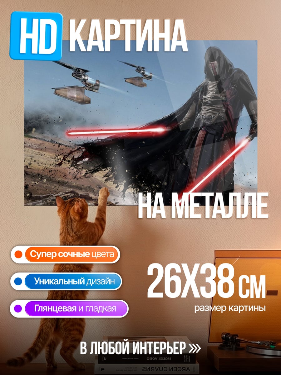 Картина на металле Ситх с мечами