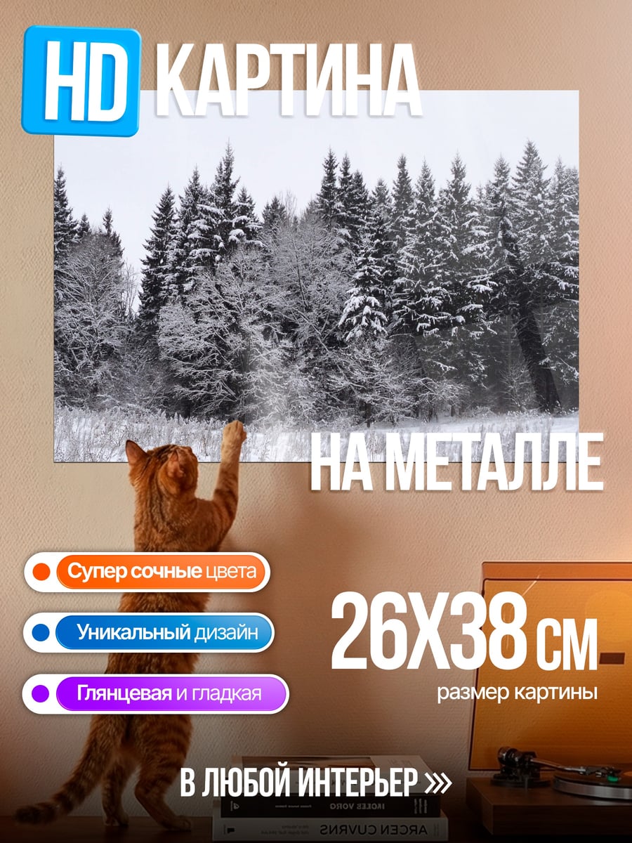 Картина на металле Зимний лес