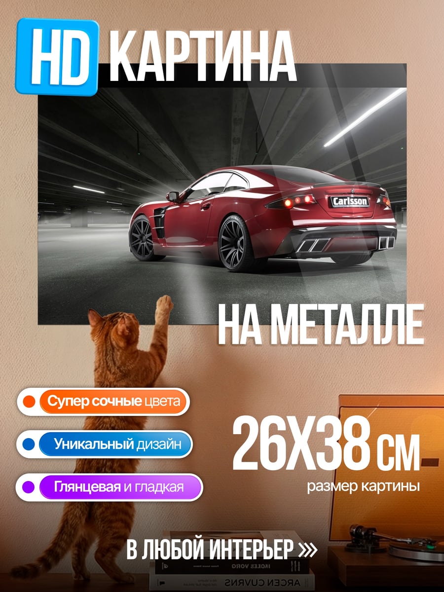 Картина на металле красный спорткар