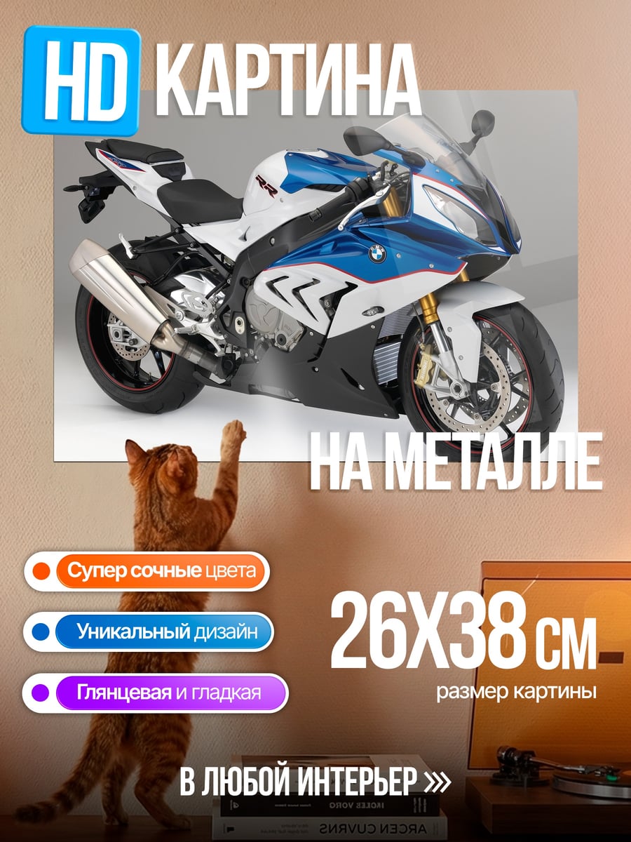 Картина на металле спортивный мотоцикл BMW