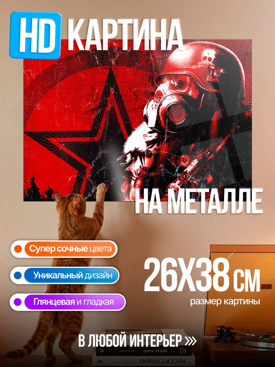 Картина на металле солдат в каске
