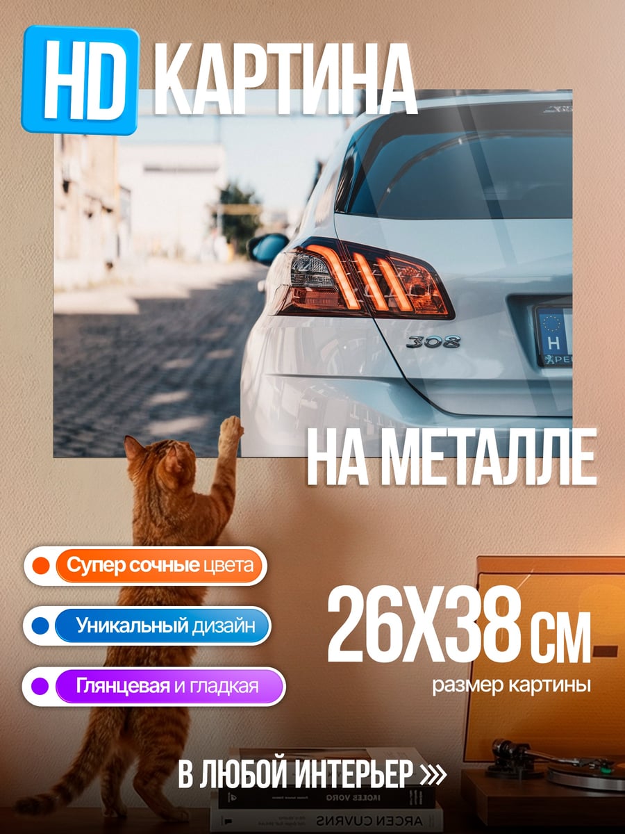 Картина на металле Задний вид автомобиля