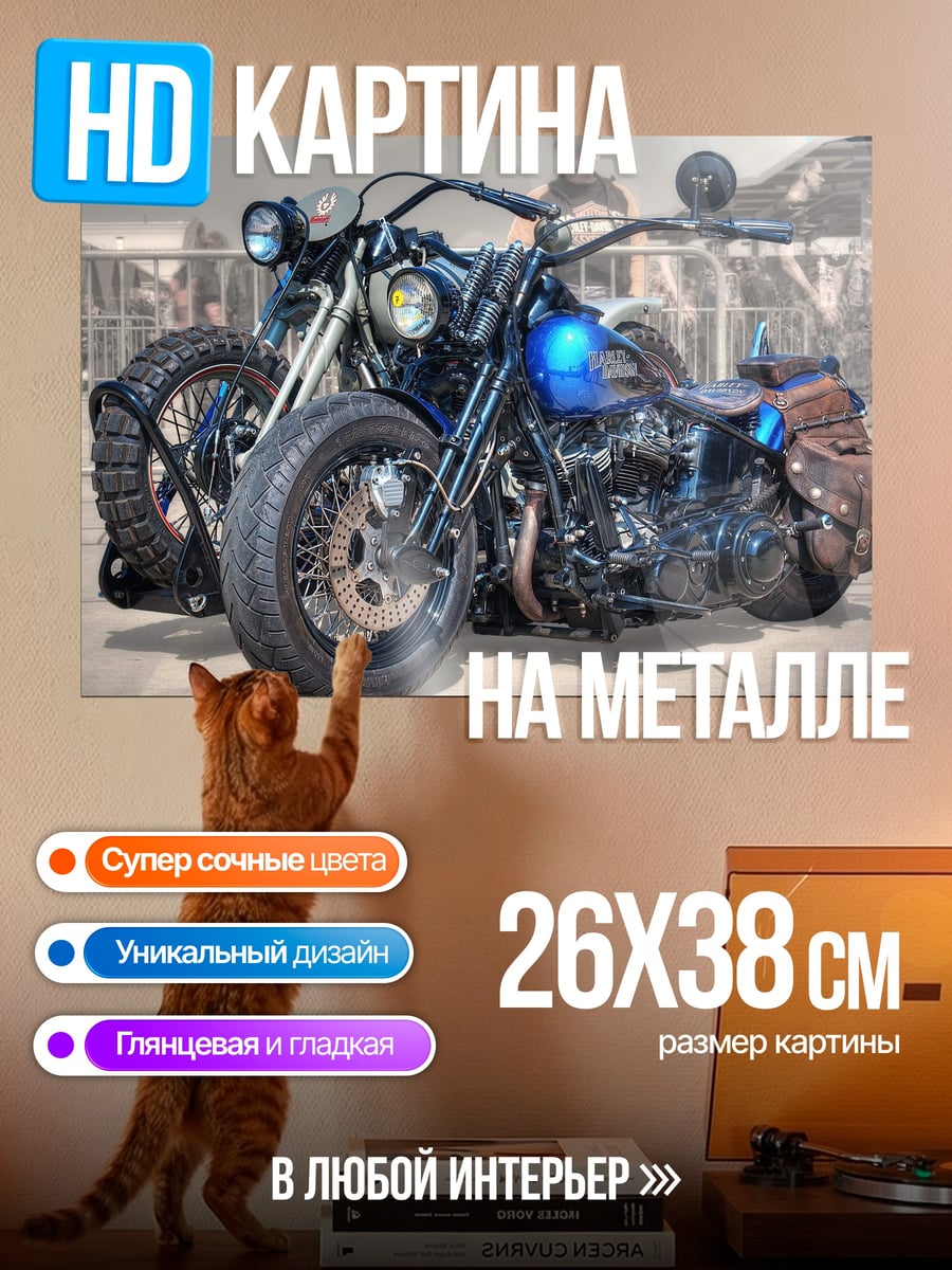 Картина на металле Кастомный мотоцикл