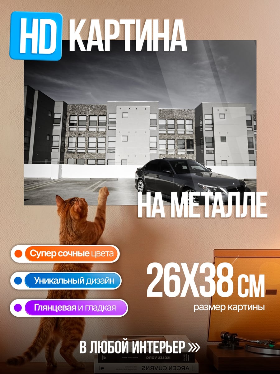 Картина на металле парковка и машина