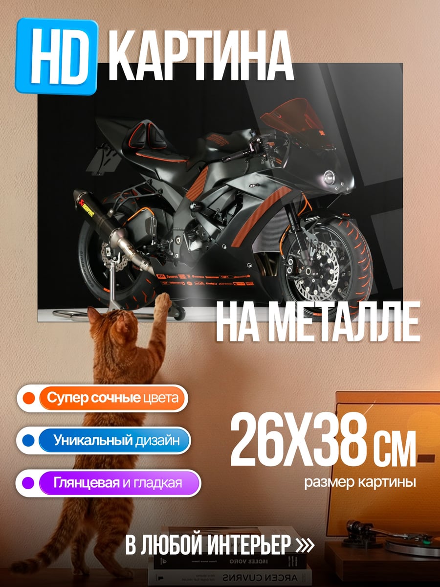 Картина на металле Спортивный мотоцикл