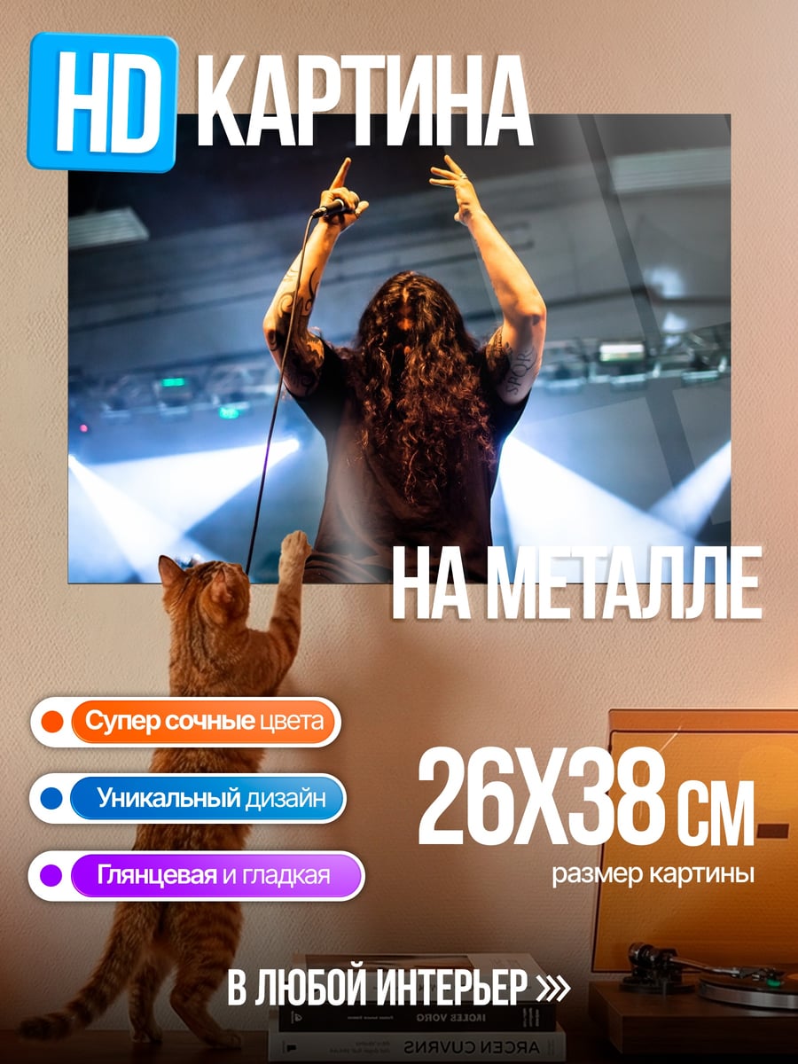 Картина на металле Металлист на сцене
