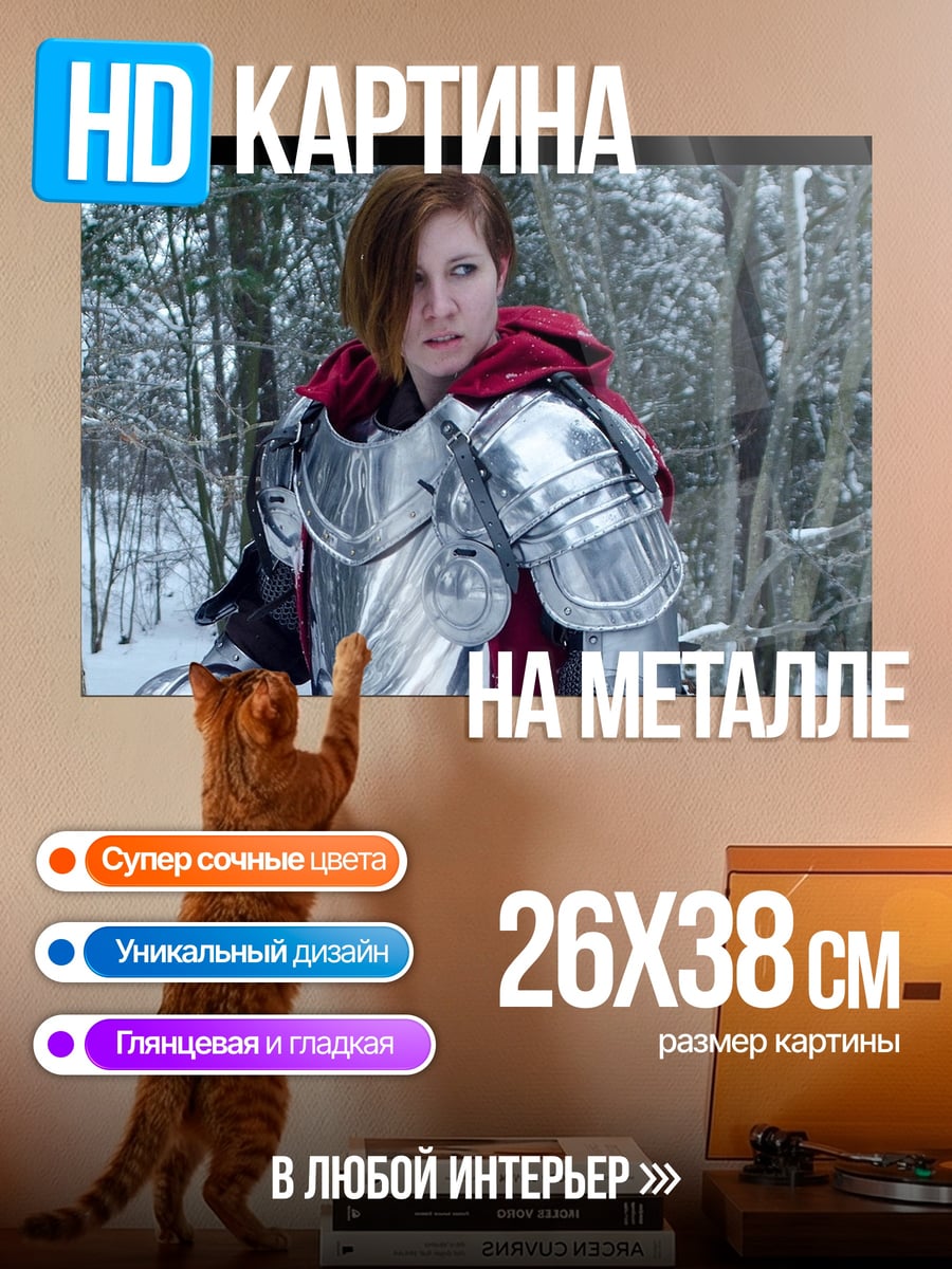 Картина на металле Девушка в доспехах