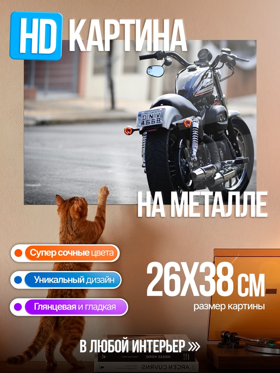 Картина на металле Мотоцикл Harley Davidson