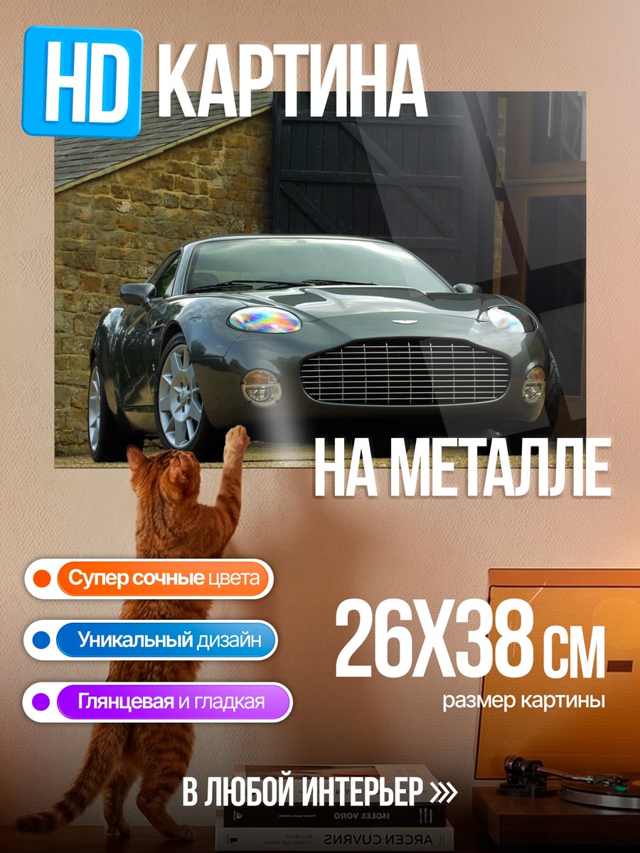 Картина на металле темно-серый спорткар