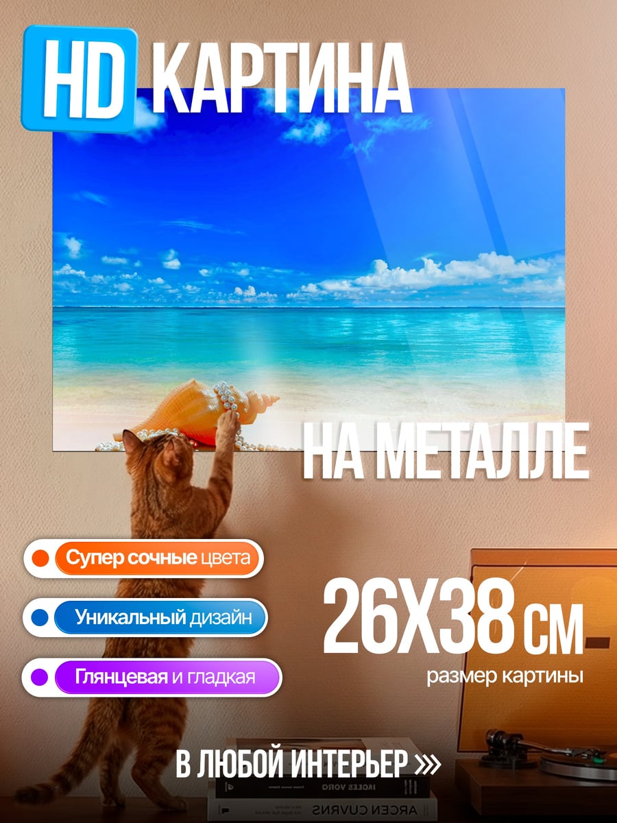 Картина на металле Ракушка на пляже