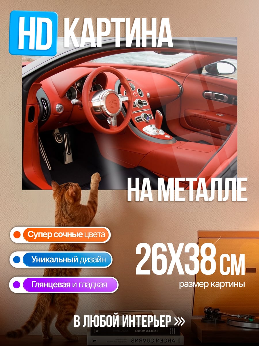 Картина на металле Красный салон авто