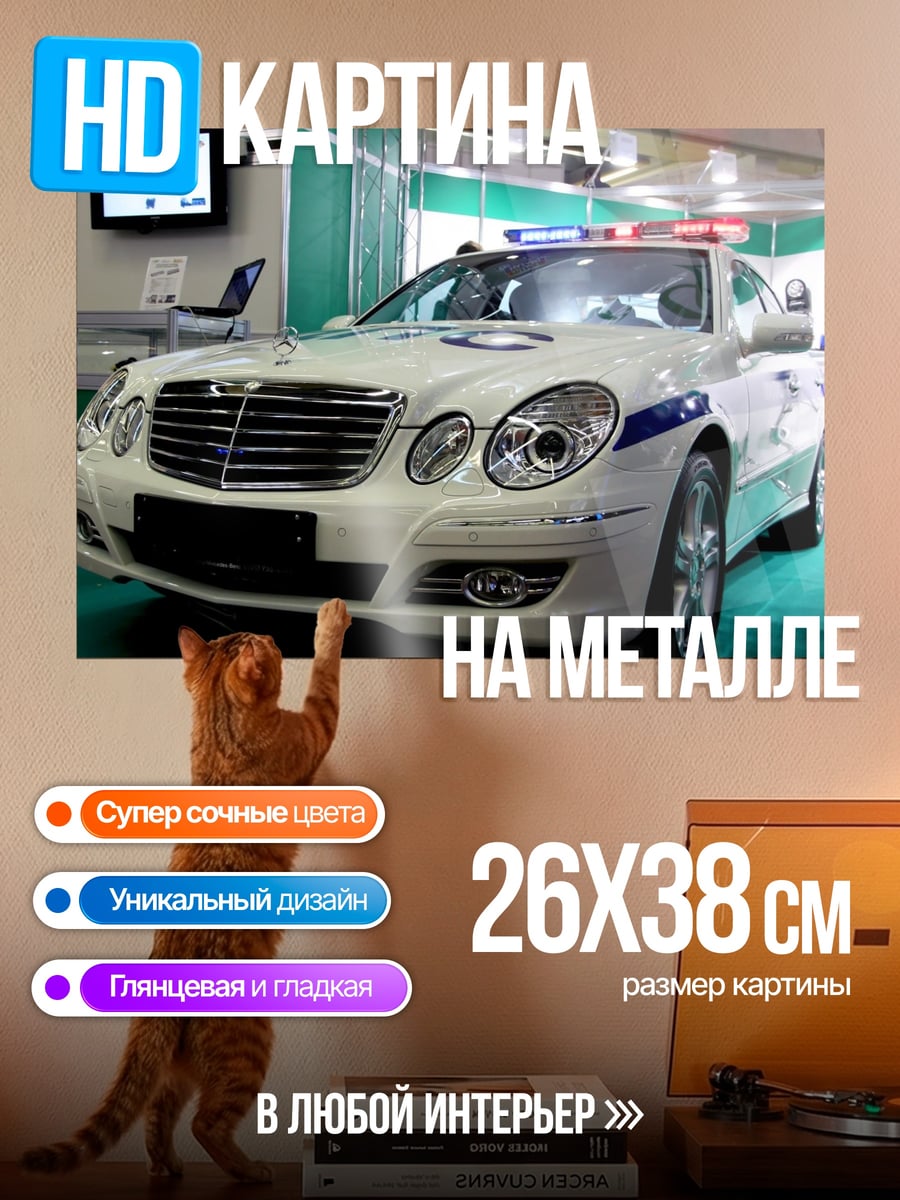 Картина на металле Полицейский Мерседес