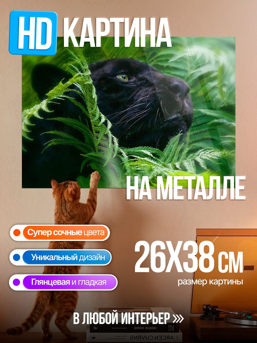 Картина на металле Черная пантера
