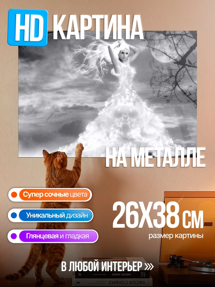 Картина на металле Женщина из дыма